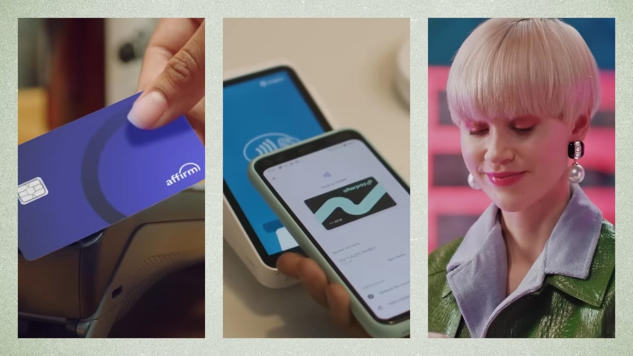 BNPL card and phone payments appear beside a shopper at checkout