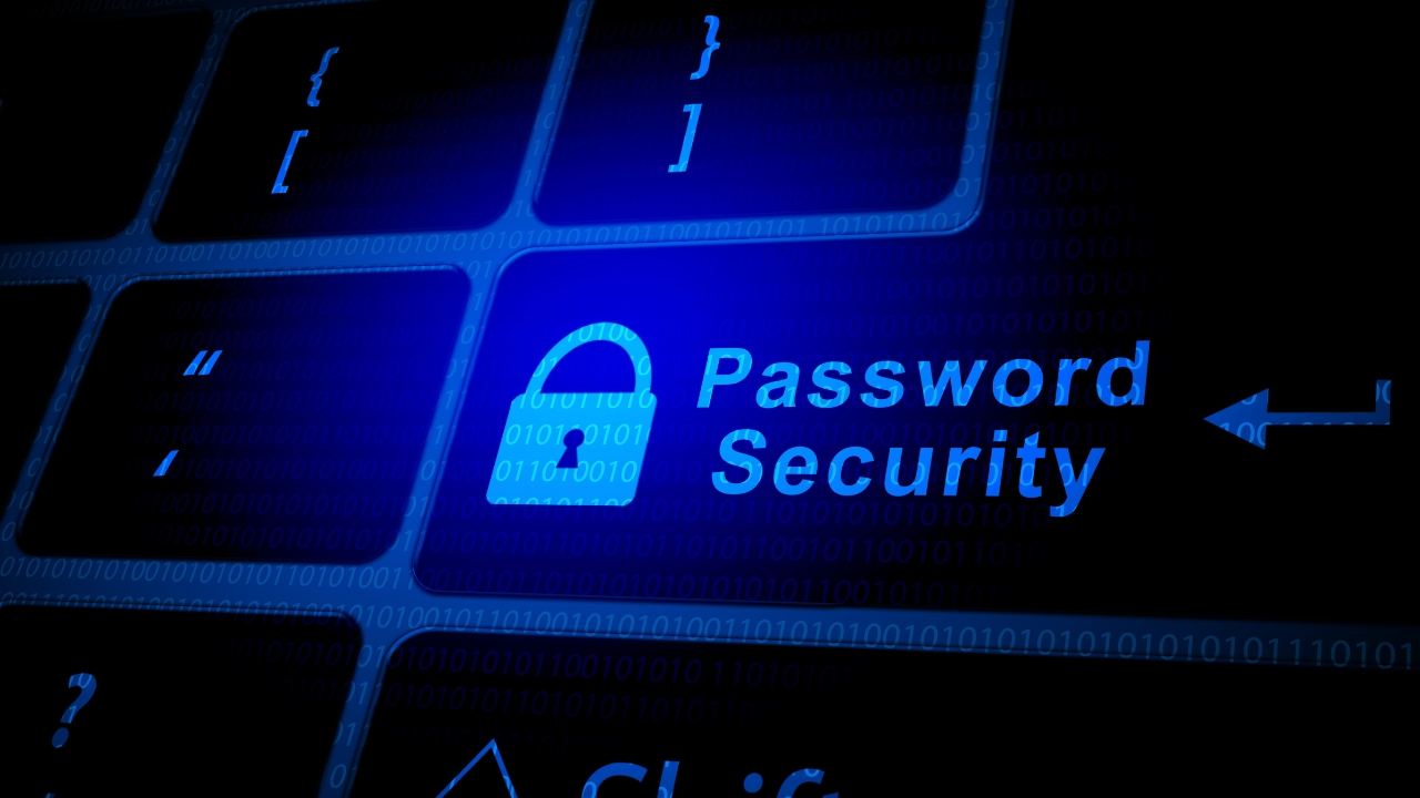 Password security icon displayed on a computer keyboard
